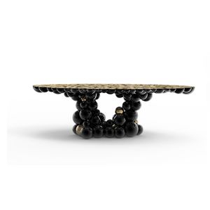 tavolo da pranzo design originale / in ottone / con supporto in ottone