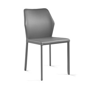 sedia moderna / imbottita / in pelle / in acciaio verniciato