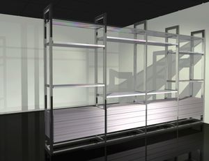 scaffale moderno / in legno / in alluminio / in vetro