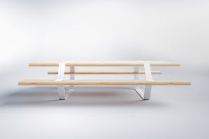 tavolo da picnic design originale / in legno di latifoglie / in picea / in acciaio galvanizzato