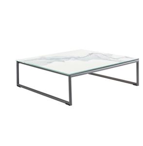 tavolino basso moderno / in ceramica / in marmo / con supporto in alluminio laccato