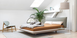 letto matrimoniale / moderno / con testiera imbottita / in tessuto