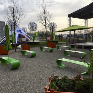 panca pubblica / moderna / in acciaio galvanizzato