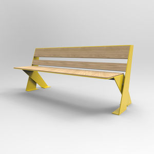 panca pubblica / moderna / in legno / in acciaio galvanizzato