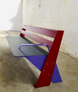 panca pubblica / moderna / in legno / in acciaio galvanizzato