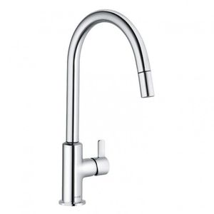 miscelatore in metallo cromato / in ceramica / da cucina / 1 foro