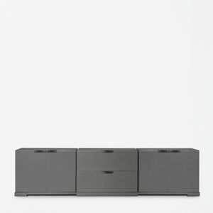 cassettone moderno / in legno laccato / in pelle / grigio