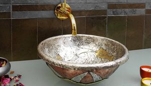 lavabo da appoggio / tondo / in argento / design originale