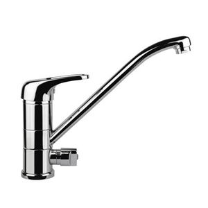 miscelatore in metallo cromato / da cucina / 1 foro / a becco lungo