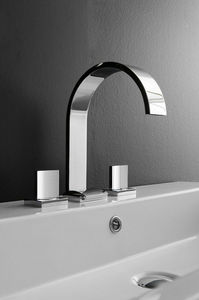 miscelatore doppio comando per lavabo / da appoggio / in nichel / in metallo cromato