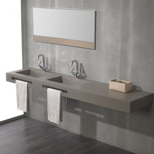 piano lavabo doppio / in composito / con portasalviette integrato