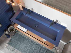 piano lavabo in composito / su misura / con portasalviette integrato
