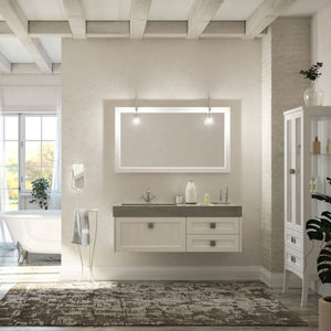 mobile lavabo sospeso / in legno / moderno / con specchio