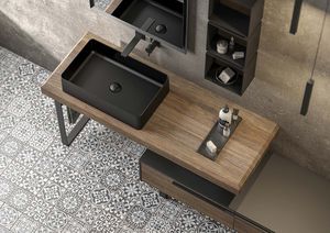 piano lavabo in legno