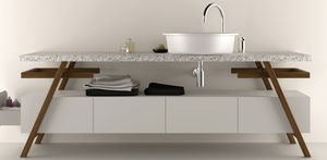 mobile lavabo da appoggio / in legno / in Corian® / moderno