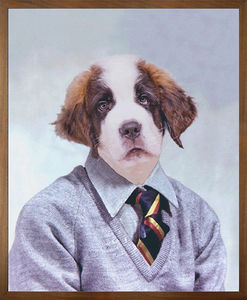 quadro su tela / ritratto / con animali / contract