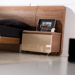 comodino moderno / in noce / impiallacciato in legno / curvo