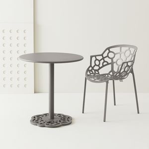 tavolo da bistrot moderno / in alluminio / polimerico / con supporto in ghisa di alluminio