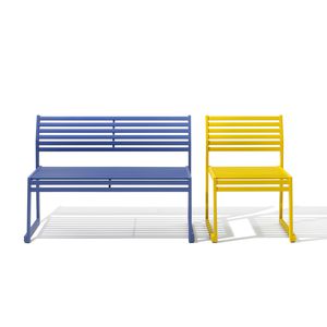 panca pubblica / moderna / in metallo / con schienale
