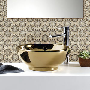 lavabo da appoggio / tondo / in metallo / moderno