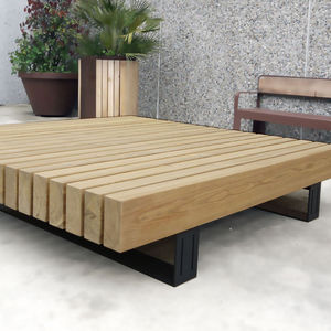 panca pubblica / moderna / in legno / in acciaio galvanizzato