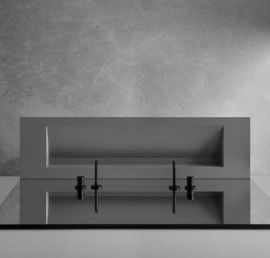 piano lavabo in resina / su misura / con portasalviette integrato