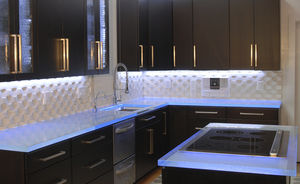 piano di lavoro in vetro