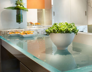 piano di lavoro in vetro