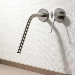 miscelatore per lavabo / da parete / in acciaio inox / da bagno