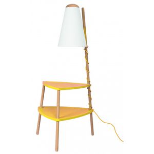 lampada da terra / moderna / in tessuto / in legno