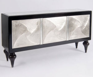 credenza con piedi alti / Art Deco / in legno laccato / nera