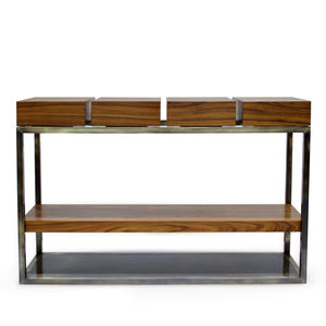 consolle moderna / impiallacciata in legno / in palissandro / in ottone spazzolato