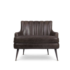chauffeuse moderna / in pelle / in ottone / marrone