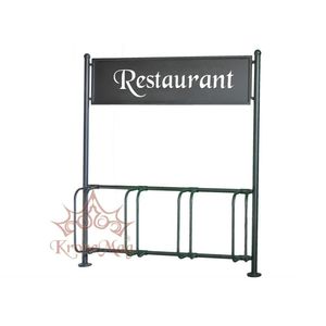 rastrelliera per biciclette in acciaio / contract / con pannello pubblicitario integrato