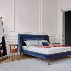 comodino moderno / in noce / ovale / con contenitore