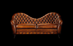 divano chesterfield / in pelle / 2 posti / con rotelle
