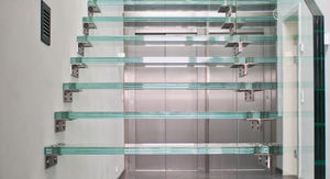 pannello in vetro float / per gradini / antiscivolo / trasparente