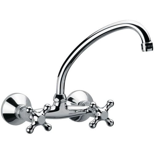 Miscelatore doppio comando da parete - V7005  - DANIEL RUBINETTERIE - in ottone cromato / da cucina / 2 fori