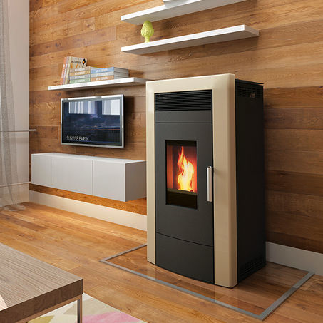 Termostufa a pellet - COMMO 21 - Alfa-Plam  a.d. - 20 kW...50 kW / contemporanea / in lamiera