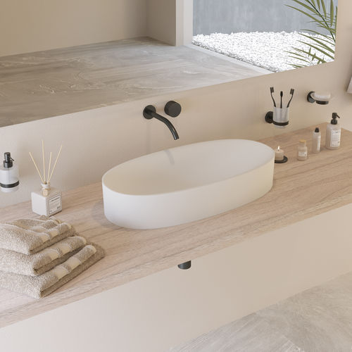 Lavabo da appoggio - 290231 SOLIDCLIFF-70 - IDEAVIT B.V - in Solid Surface / ovale / contemporaneo