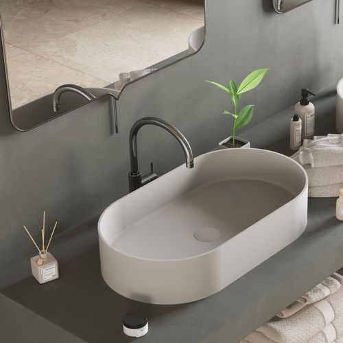 Lavabo da appoggio - 281616 SOLIDTHIN-60 - IDEAVIT B.V - in Solid Surface / ovale / contemporaneo