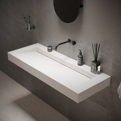 Lavabo sospeso - 290122 SOLIDSQUARE B-10 - IDEAVIT B.V - in Solid Surface / rettangolare / contemporaneo