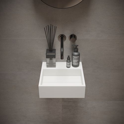 Lavabo sospeso - 280170 SΟLIDCUBE - IDEAVIT B.V - in Solid Surface / quadrato / senza foro