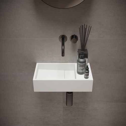 Lavabo sospeso - 290083 SOLIDCUBE - IDEAVIT B.V - in Solid Surface / rettangolare / senza foro