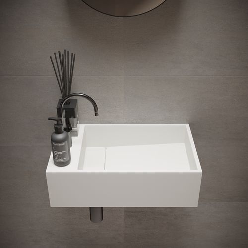 Lavabo sospeso - 276047 SOLIDCUBE-50 - IDEAVIT B.V - in Solid Surface / rettangolare / 1 foro