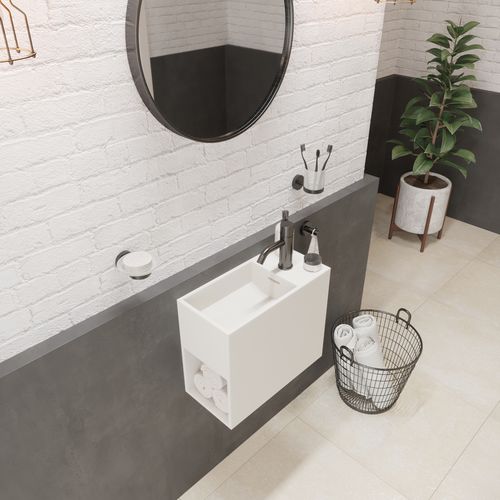 Lavabo sospeso - 280173 SOLIDWASH-H - IDEAVIT B.V - in Solid Surface / con scaffale integrato / rettangolare