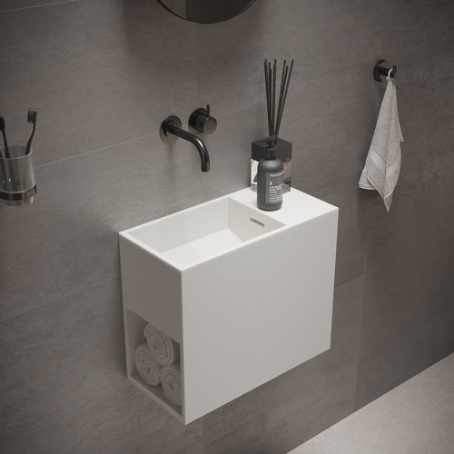 Lavabo sospeso - 290102 SOLIDWASH - IDEAVIT B.V - in Solid Surface / con scaffale integrato / rettangolare