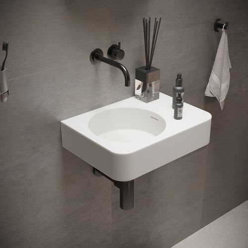 Lavabo sospeso - 284223 SOLIDBRIO-45 - IDEAVIT B.V - in Solid Surface / con piano integrato / rettangolare