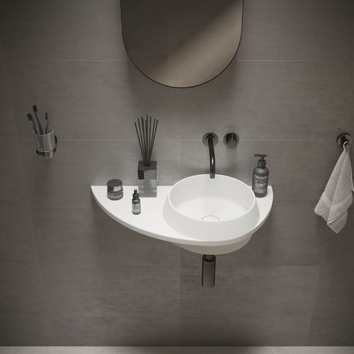 Lavabo sospeso - 290277 SOLIDDUAL 3.0 - IDEAVIT B.V - in Solid Surface / con piano integrato / rotondo