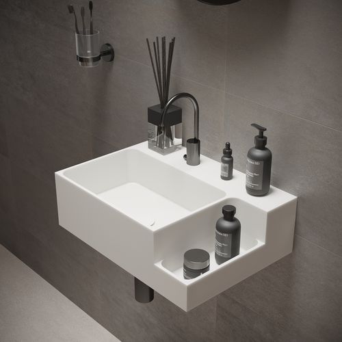 Lavabo sospeso - 290274 SOLIDDUAL 1.0 H - IDEAVIT B.V - in Solid Surface / rettangolare / 1 foro